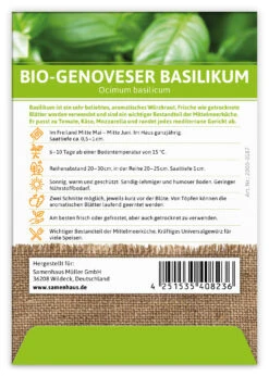 Genoveser Basilikum (100 Tütchen) | BIO Basilikumsamen Von FLORTUS -Compo Verkäufe 543973 Bio Genoveser Basilikum 100 Tuetchen 2
