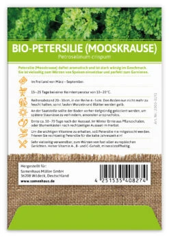 Petersilie Mooskrause (100 Tütchen) | BIO Petersiliensamen Von FLORTUS -Compo Verkäufe 543976 Bio Petersilie Mooskrause 100 Tuetchen 2