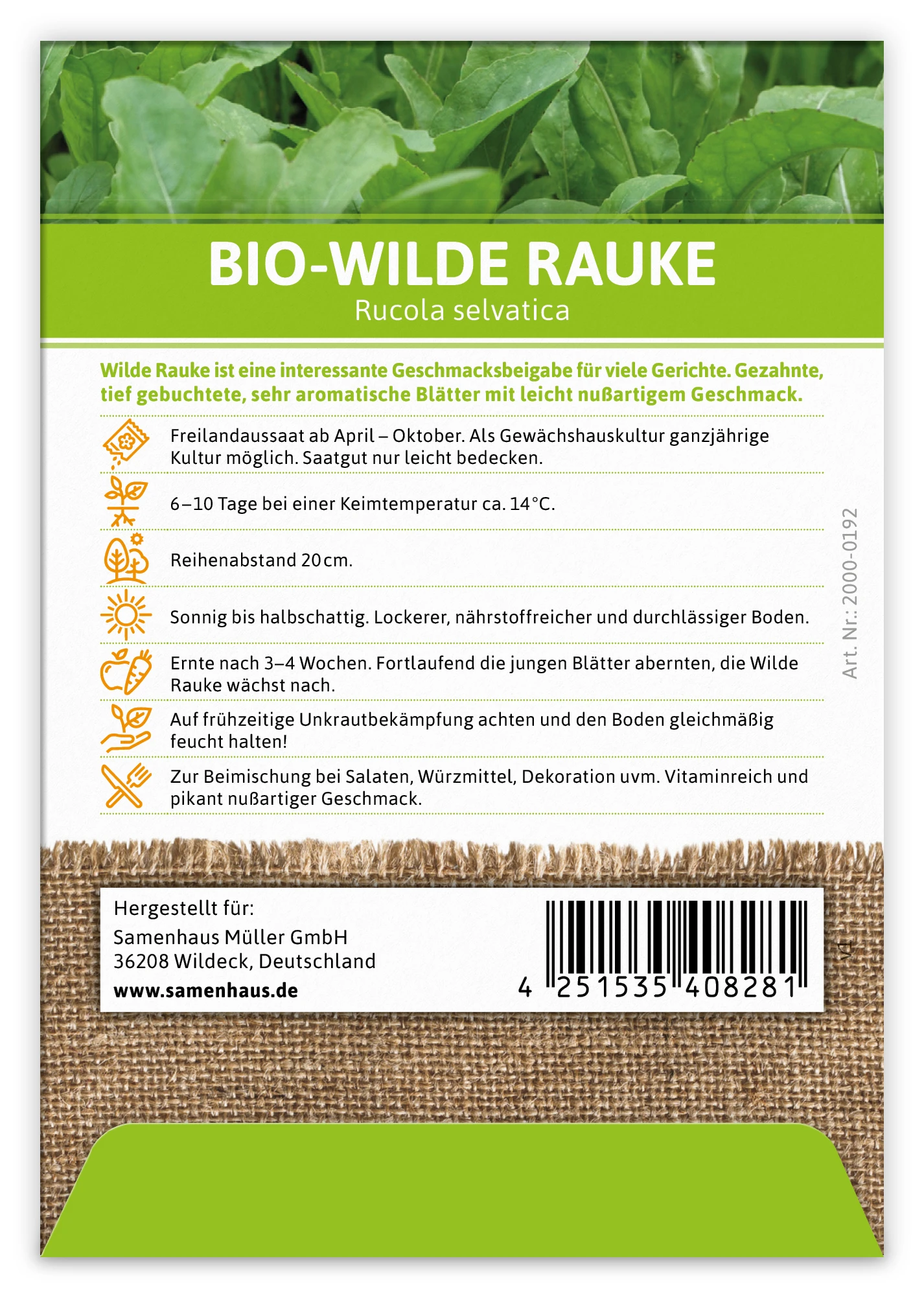 Wilde Rauke (100 Tütchen) | BIO Wilde Raukesamen Von FLORTUS 3 Wilde Rauke (100 Tütchen) | BIO Wilde Raukesamen Von FLORTUS