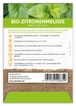 Zitronenmelisse (100 Tütchen) | BIO Melissensamen Von FLORTUS -Compo Verkäufe 543984 Bio Zitronenmelisse 100 Tuetchen 2