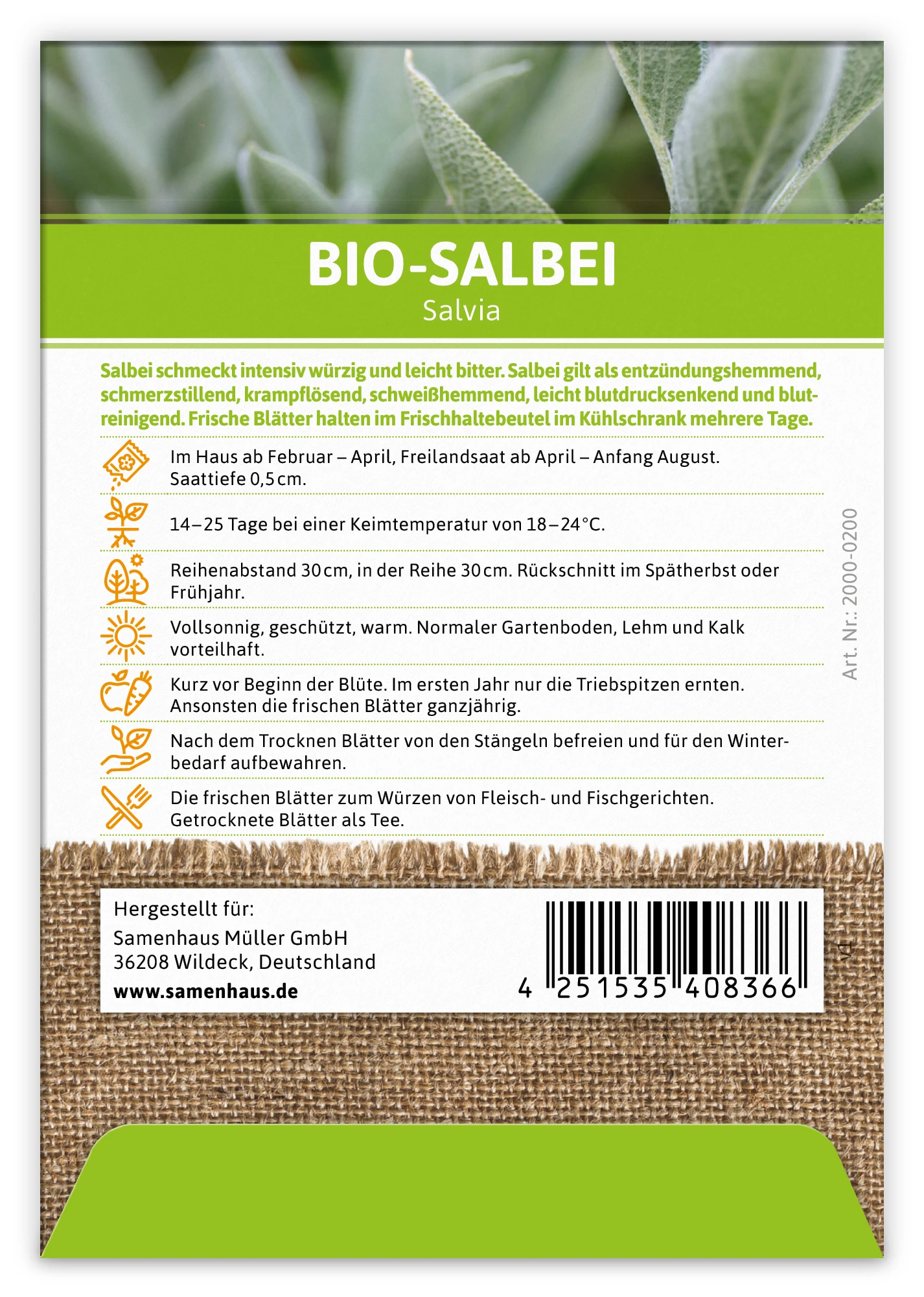 Salbei (100 Tütchen) | BIO Salbeisamen Von FLORTUS 5 Salbei (100 Tütchen) | BIO Salbeisamen Von FLORTUS – Bild 3