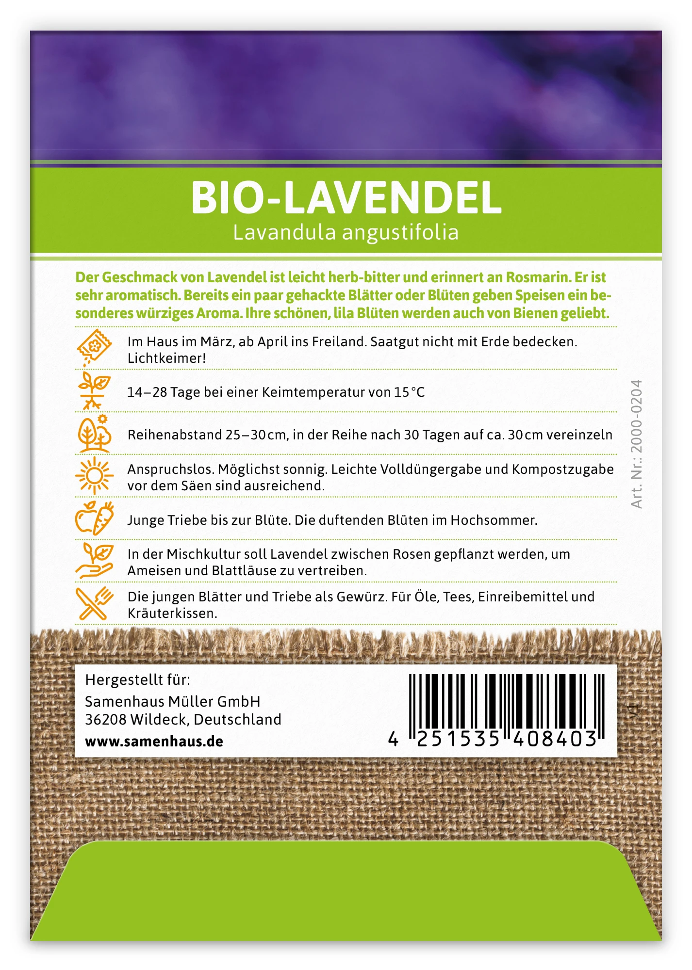 Lavendel (100 Tütchen) | BIO Lavendelsamen Von FLORTUS 6 Lavendel (100 Tütchen) | BIO Lavendelsamen Von FLORTUS – Bild 4