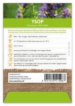 Ysop (100 Tütchen) | BIO Ysopsamen Von FLORTUS