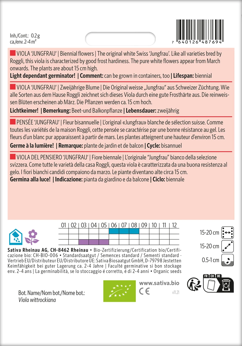 Viola Jungfrau | BIO Hornveilchensamen Von Sativa Rheinau 4 Viola Jungfrau | BIO Hornveilchensamen Von Sativa Rheinau – Bild 2
