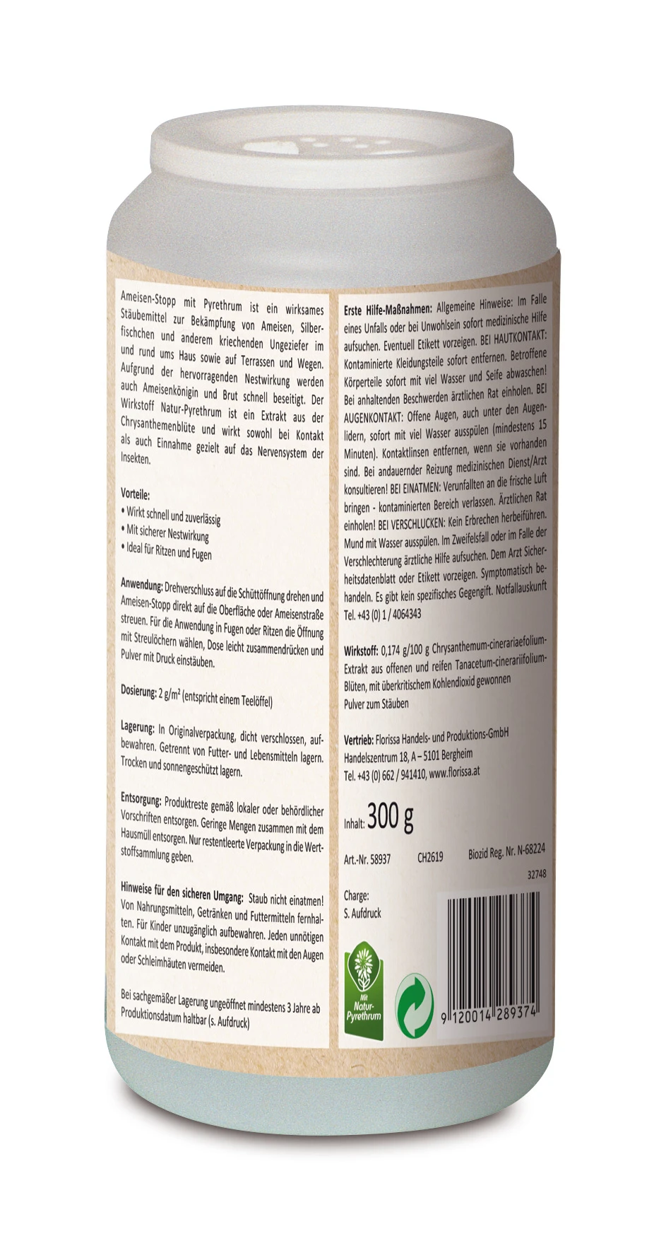 Ameisen-Stopp Mit Pyrethrum (300 G) | Fallen Und Fernhaltemittel Von Florissa 4 Ameisen-Stopp Mit Pyrethrum (300 G) | Fallen Und Fernhaltemittel Von Florissa – Bild 2