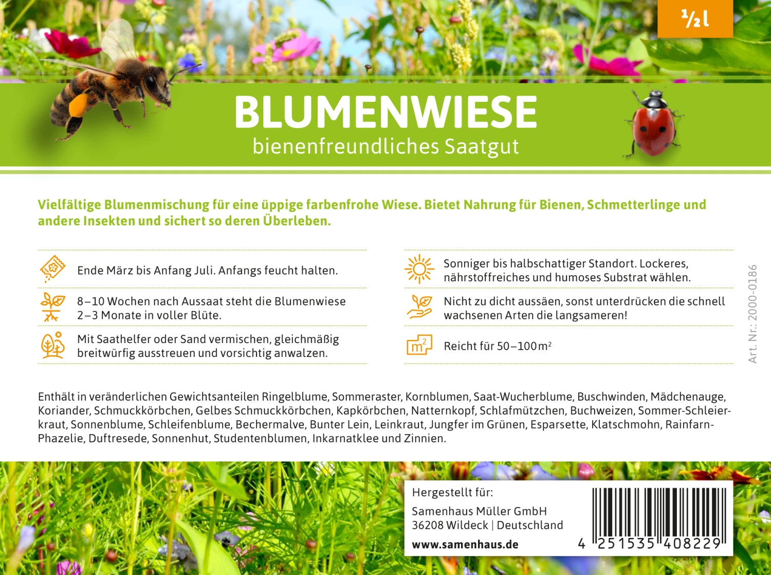 Blumenwiese (1/2 L Doypack) | Blumenwiese Von FLORTUS 7 Blumenwiese (1/2 L Doypack) | Blumenwiese Von FLORTUS – Bild 5