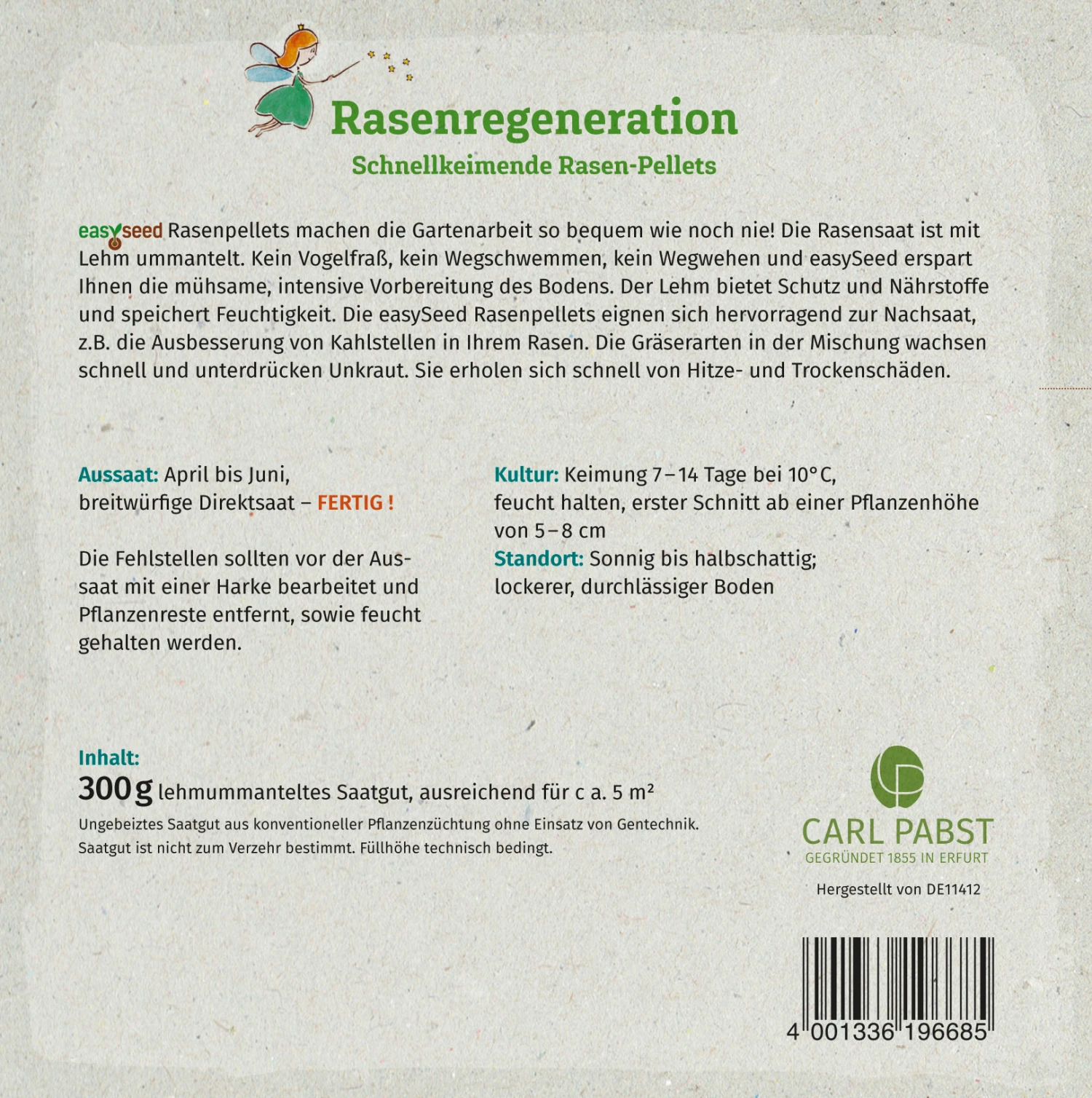 Rasenregeneration Pellets Schnellkeimende Gräser (300 G) | Blumensamenmischung Von Grüne Fee 3 Rasenregeneration Pellets Schnellkeimende Gräser (300 G) | Blumensamenmischung Von Grüne Fee